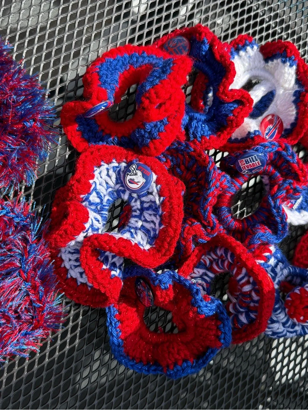 Handmade Bundle of 13 Buffalo  Crochet Hair Scrunchies - Team Style